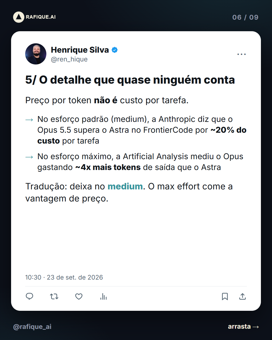 O detalhe que quase ninguém conta: custo por tarefa