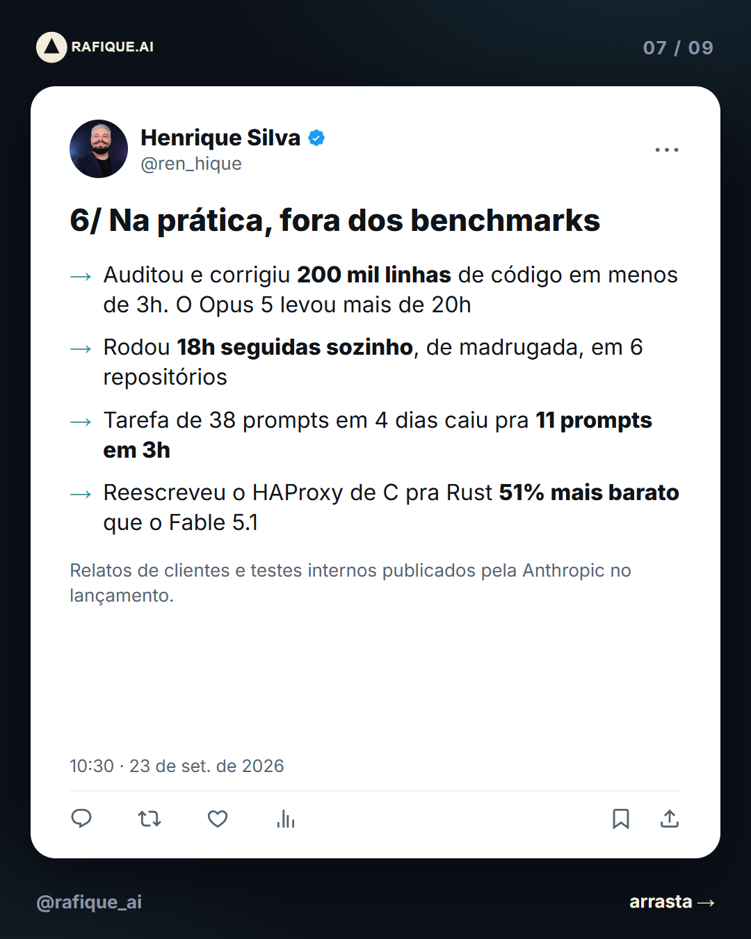 Na prática, fora dos benchmarks